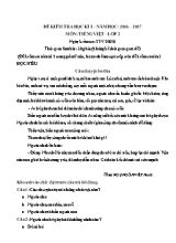 Đề kiểm tra học kì I Tiếng việt lớp 2 (Có đáp án) - Năm học 2016-2017
